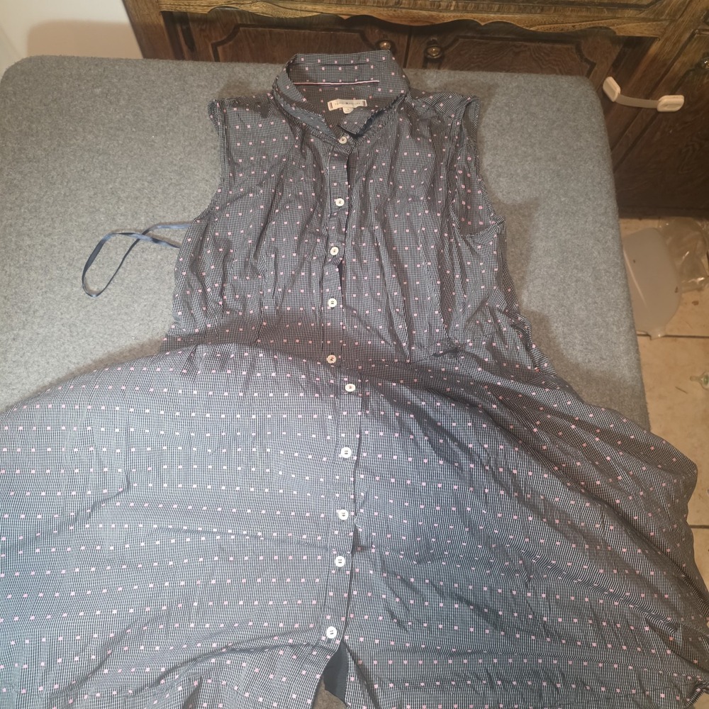 Tommy Hilfiger Sleeveless Full Button Dress Geo Pattern Size 16 O1